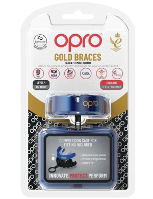 Opro Gold Competition Level (Fixed Braces) - Blue/Pearl